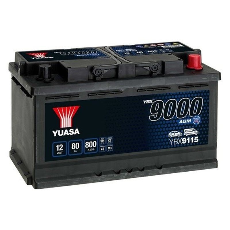 YUASA AGM 80Ah autobatéria 12V , 800A , YBX9115