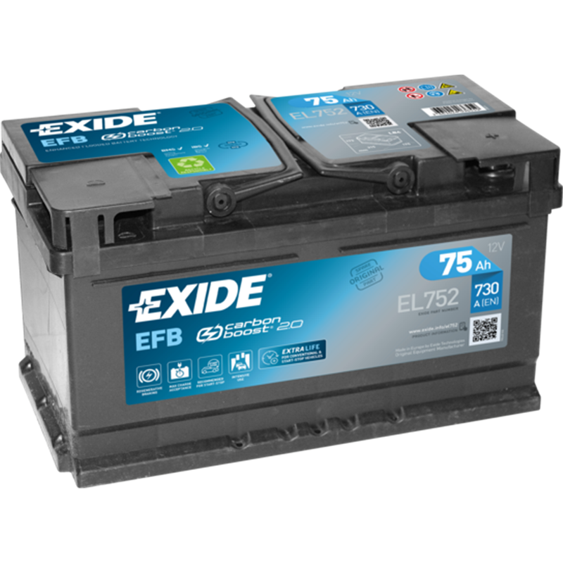 EXIDE EFB 75Ah autobatériaStart-Stop 12V , 730A , EL752