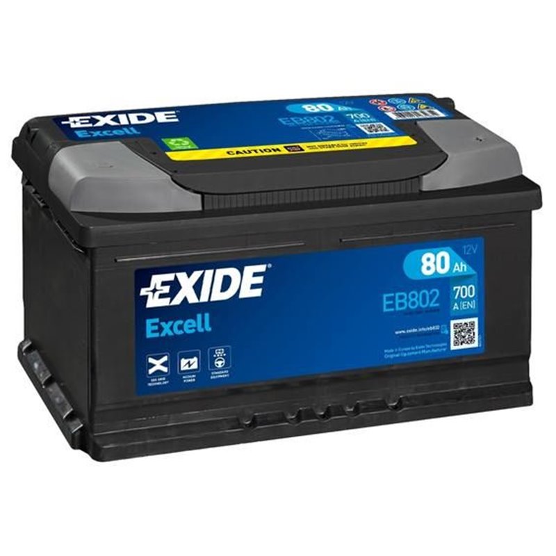 EXIDE Excell 80Ah autobatéria, 12V , 700A , EB802