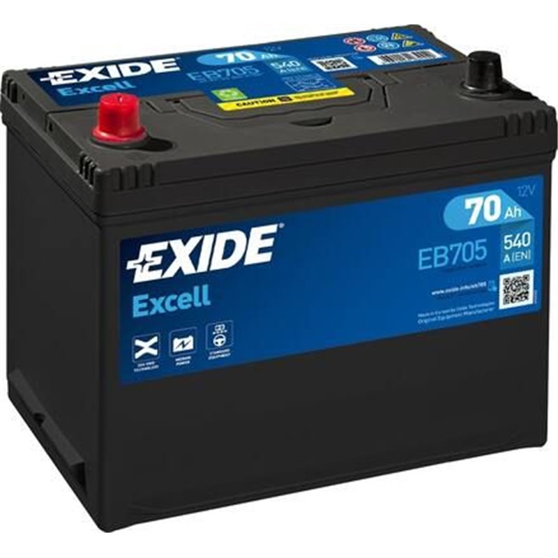 EXIDE Excell 70Ah autobatéria, 12V , 540A , ĽAVÁ !!! EB705