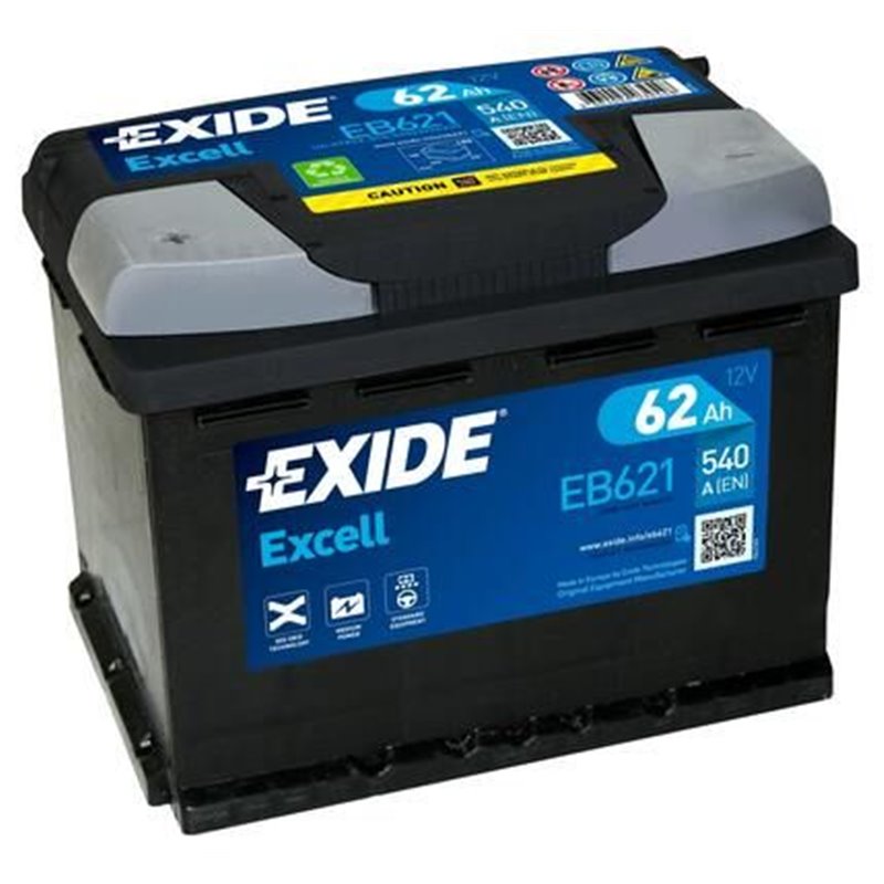 EXIDE Excell 62Ah autobatéria, 12V , 540A , ĽAVÁ !!! EB621