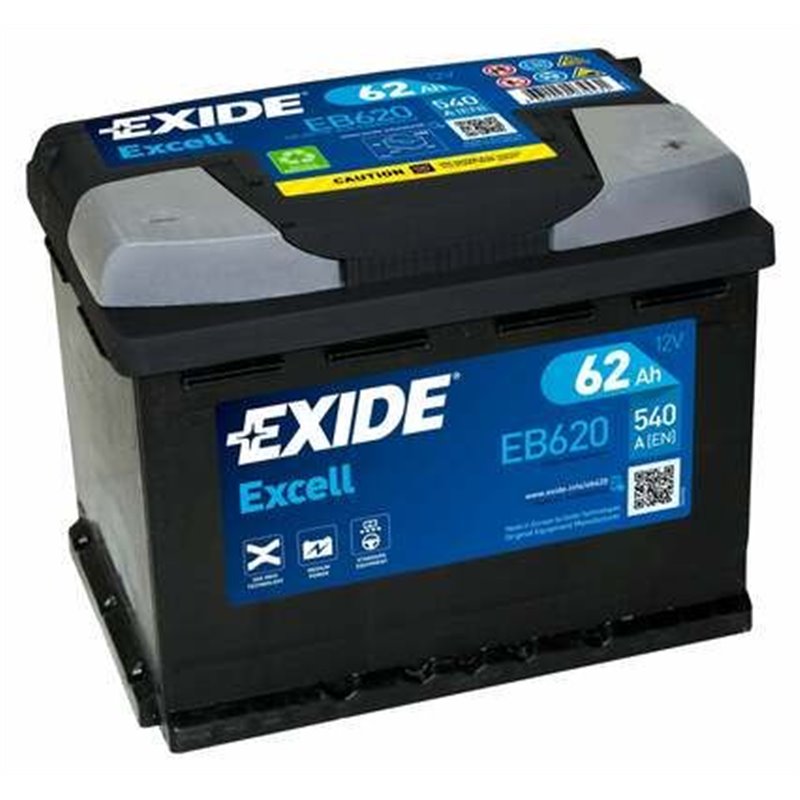 EXIDE Excell 62Ah autobatéria, 12V , 540A , EB620