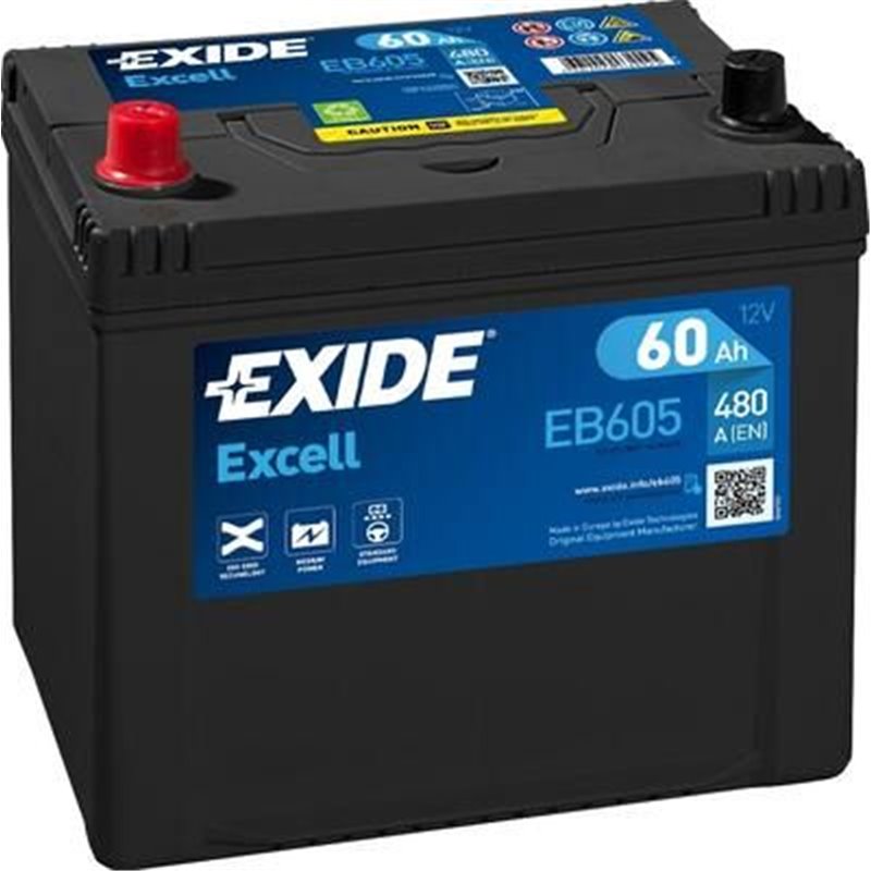 EXIDE Excell 60Ah autobatéria, 12V , 480A , ĽAVÁ !!! EB605