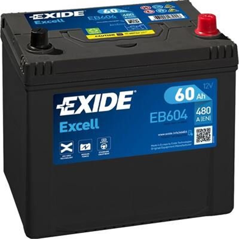 EXIDE Excell 60Ah autobatéria, 12V , 480A , EB604