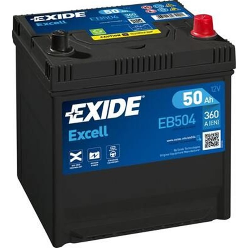 EXIDE Excell 50Ah autobatéria, 12V , 360A , EB504