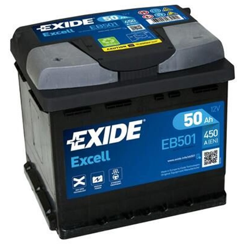 EXIDE Excell 50Ah autobatéria 12V , 450A ... ĽAVÁ !!! EB501