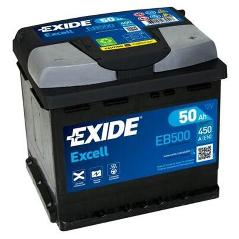 EXIDE Excell 50Ah autobatéria, 12V , 450A , EB500