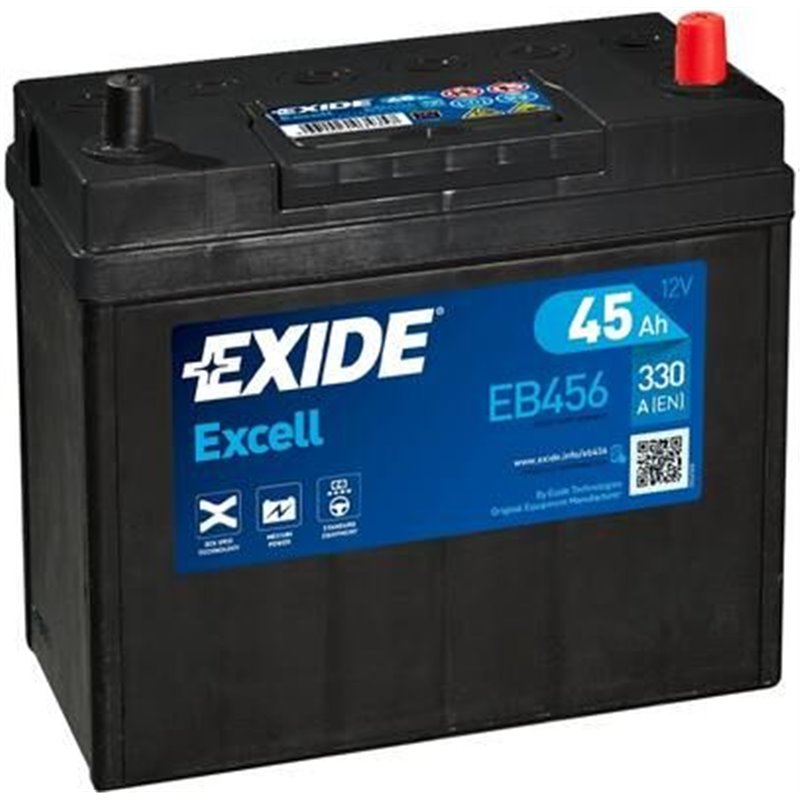 EXIDE Excell 45Ah autobatéria, 12V , 330A , EB456