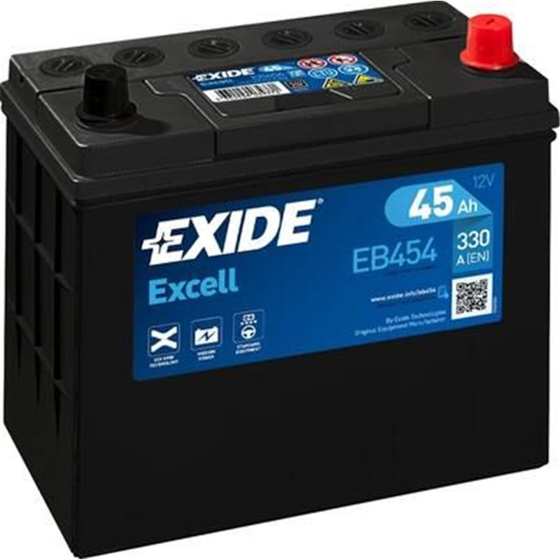 EXIDE Excell 45Ah autobatéria, 12V , 330A , EB454