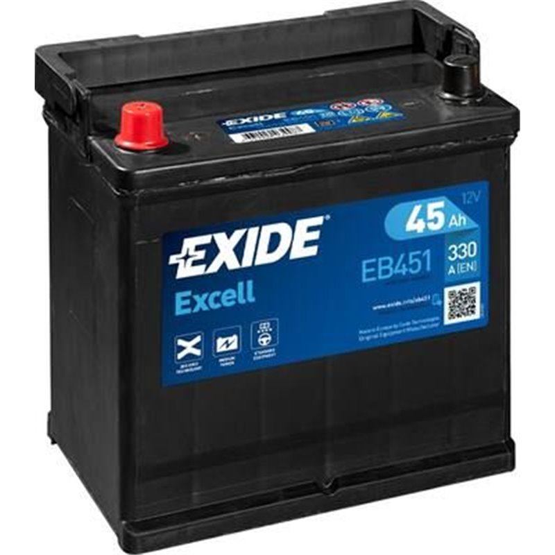 EXIDE Excell 45Ah autobatéria, 12V , 330A , ĽAVÁ !!! EB451