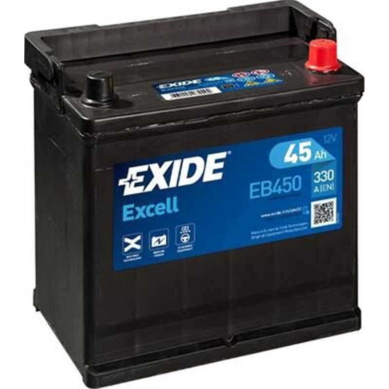 EXIDE Excell 45Ah autobatéria, 12V , 330A , EB450