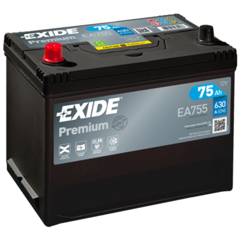 EXIDE Premium 75Ahautobatéria , 12V ,630A - ĽAVÁ !!! EA755