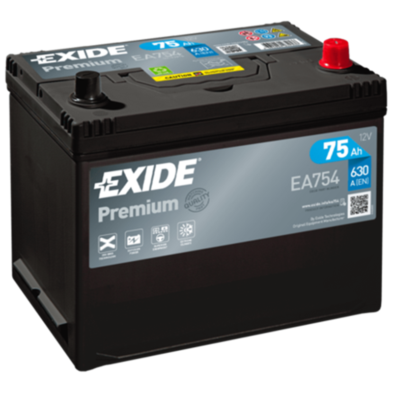 EXIDE Premium 75Ahautobatéria 12V , 630A, EA754